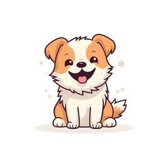 Fototapeta premium Cute Dog Illustration with Simple Lines on White Background