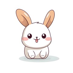 Obraz premium Cute Smiling Rabbit Illustration in Simple Cartoon Style