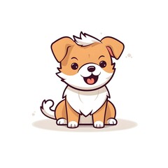 Naklejka premium Cute Dog Illustration in Simple Line Art on White Background
