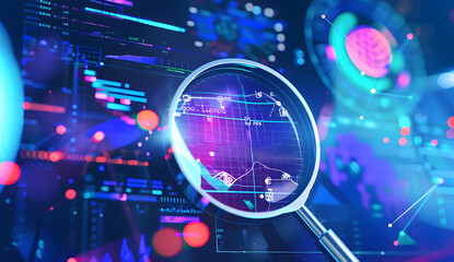 Fototapeta premium an illustration with the acronym RFP text integrates with an unfolding document, magnifying glasses symbolizing the opening and exploration of proposals design