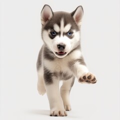 Adorable Siberian Husky Puppy with Blue Eyes Reaching Out Paw