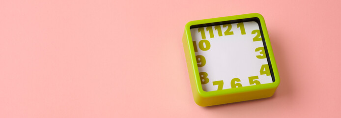 clock with no hour or minute hands, banner format