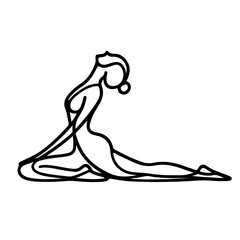 Vector illustration, Line art of yoga poses, simple line style, elegant and sophisticated silhouettes, black outlines on a white background