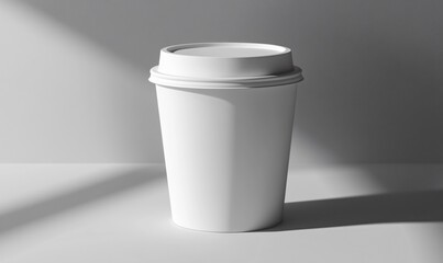 A simple and stylish white coffee cup mockup, ready for you to add your unique design, logo, or text, making it perfect for marketing and branding presentations