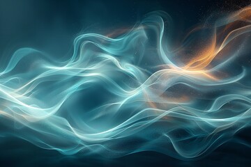 "Teal and Turquoise Lines Emphasize Motion and Fluidity in This Abstract Technology Background"