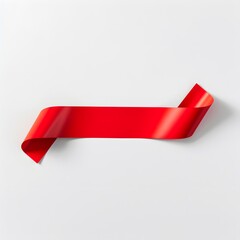 Red Ribbon Banner Curved on White Background