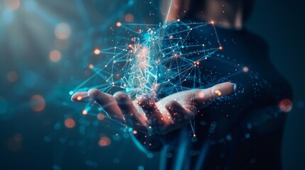 A hand holding a blue and red object with a lot of lines