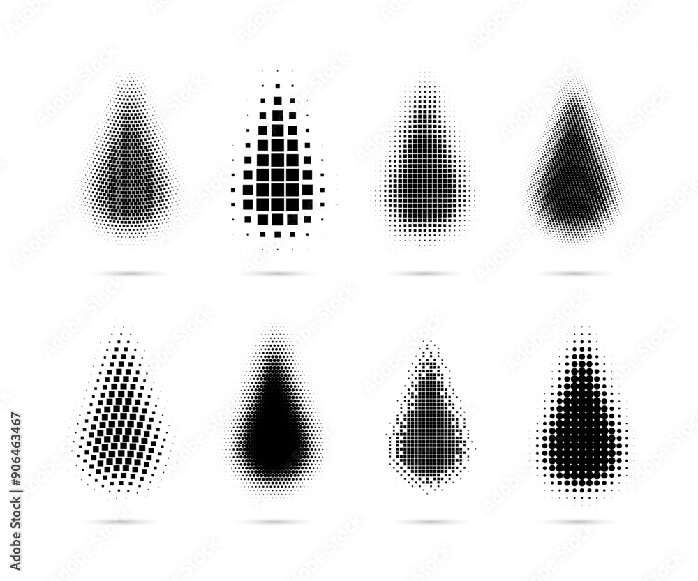 Aufkleber set of halftone dots gradient pattern texture isolated on white background