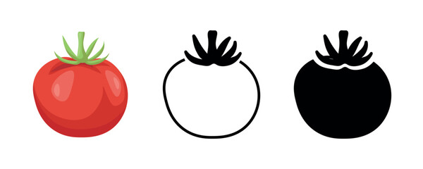 Tomato vegetable icon collection. Set of tomato icons for website design on a white background. Vector illustration