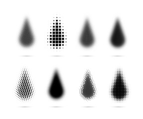 Set of halftone dots gradient pattern texture isolated on white background