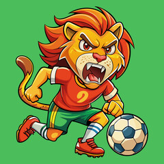 cartoon lion sport football soccer mascot