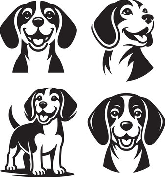 Beagle Dogs Stylized Vector Set