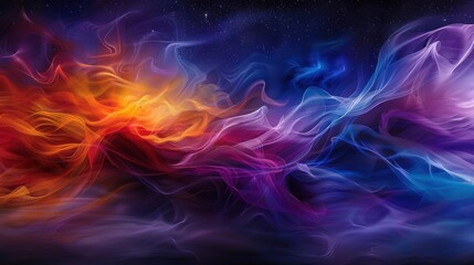Obraz premium A colorful, swirling galaxy of fire and smoke. The colors are vibrant and the flames seem to be dancing in the sky. Scene is one of excitement and wonder, as if the viewer is witnessing a cosmic event