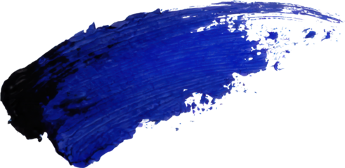 A vibrant blue paint stroke, illustrating creativity and artistic expression in a bold and dynamic manner, isolated on transparent or white background