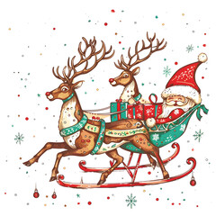 Fototapeta premium New Year and Christmas card, graphic advertising backgrounds in a doodle 2D illustrator style.
