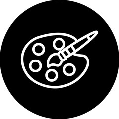 Naklejka premium Paint Palette Vector Line White Circle Black