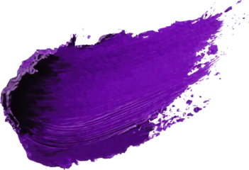 Vibrant purple paint stroke on a transparent background, perfect for artistic designs and creative projects.