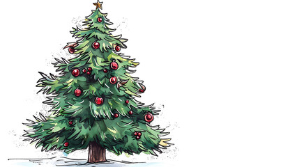 Fototapeta premium New Year and Christmas card, graphic advertising backgrounds in a doodle 2D illustrator style.