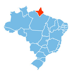 Amapa State of Brazil map prominent in orange color