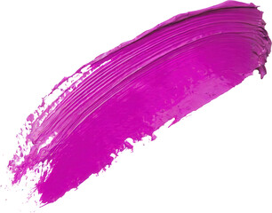 Vibrant purple paint stroke on a transparent background, isolated on transparent or white background.