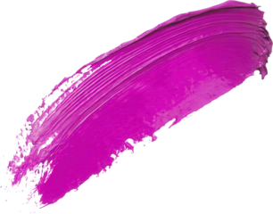 Vibrant purple paint stroke on a transparent background, isolated on transparent or white background.