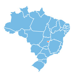 Obraz premium Distrito Federal State of Brazil map prominent in orange color