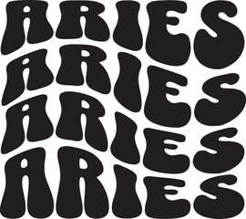 Aries Wavy Text Vector
