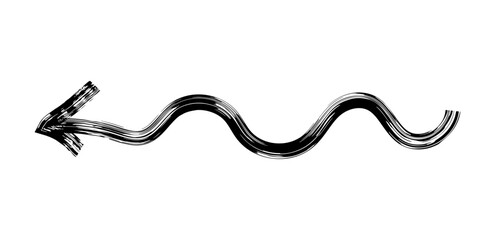 Hand drawn simple arrow drawn with wax crayon, chalk or charcoal. Uneven dry texture for underlining highlighting. Pencil drawn lines, strikethrough, grungy vector isolated on white.