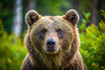 Fototapeta premium brown bear portrait, brown, brown bear, wild, grizzly, mammal, wildlife, fur, nature, ursus arctos, zoo, predator, danger, portrait, big