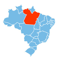 Para State of Brazil map prominent in orange color