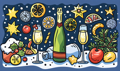 New Year and Christmas graphic advertising background