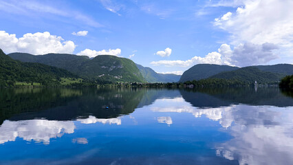 Bohinj lake in bright spring day, Slovenia