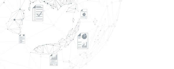 Financial technology and business analysis background. Virtual big data science illustration.