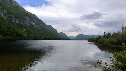 Bohinj lake in bright spring day, Slovenia