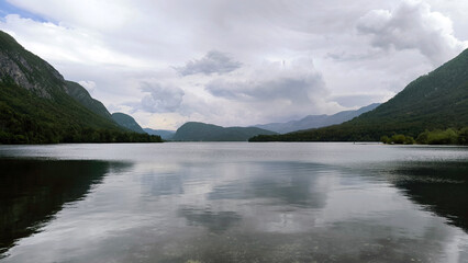 Bohinj lake in bright spring day, Slovenia