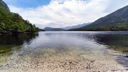 Bohinj lake in bright spring day, Slovenia
