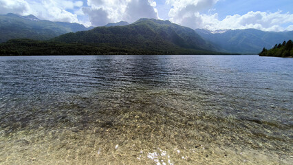 Bohinj lake in bright spring day, Slovenia