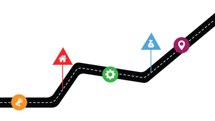 Navigation roadmap infographic timeline, presenting a structured overview of key milestones and directional flow.