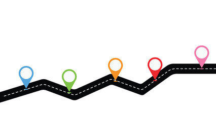 Graphic design of plan roadmap for goal pin point for project presentation background