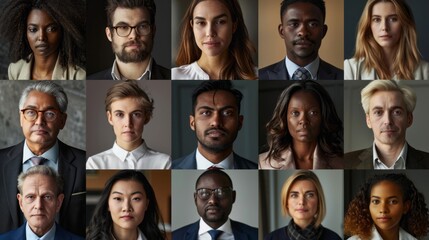 A group of people with different hair colors and styles, some wearing suits