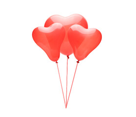 Three red heart shaped balloons