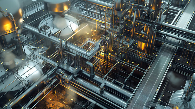 3D Render of Oil Refinery Facility