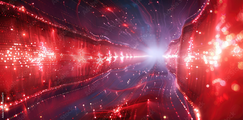 Aufkleber digital and technology background in red and black colors. generative ai.