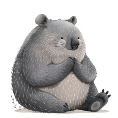 Wombat Scandinavian Minimalism animal fashion cartoon isolated whitebackground 16:9