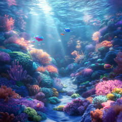 Naklejka premium 3D cartoon underwater scene