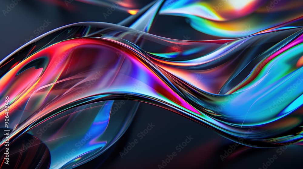 Poster a swirling mix of vibrant colors flowing seamlessly against a dark backdrop, creating an ethereal an
