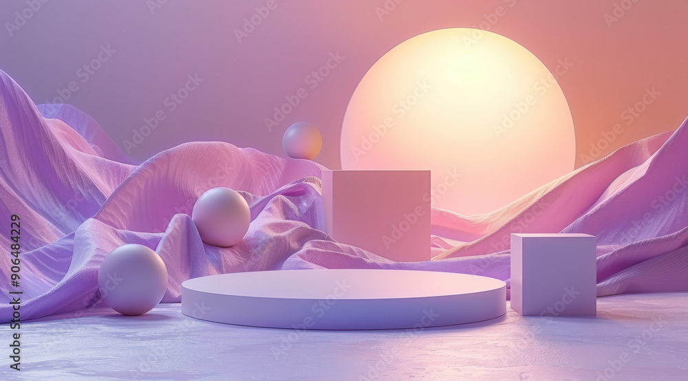 Poster minimalist product display with abstract pink background