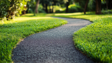 Fototapeta premium path in the field, pathway with green grass, park 