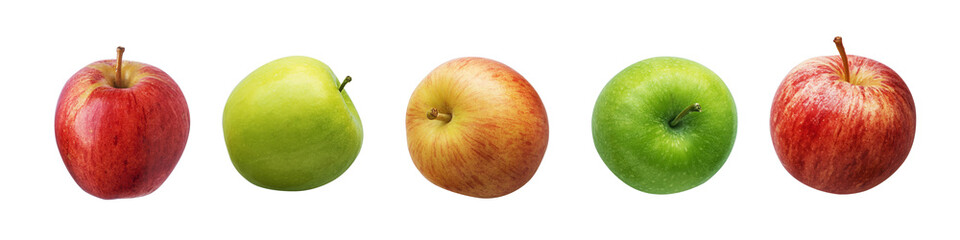 Real photographs.collection set of green and red  apple with transparency  die cut background.