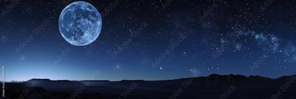 Wall mural Clear night sky with a full moon